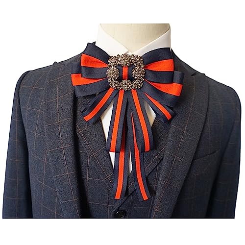 Christmas Ribbon Brooch For Women Men Bowknot Costume Brooches Women Jewelry Beads Accessories Womens Bow Tie Bow Brooch (Dk Blue) #TOP1