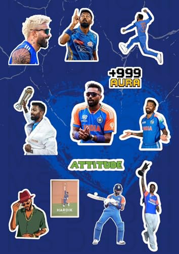 Image of Hardik Pandya Stickers 25 Pcs - Cricket Waterproof Vinyl Sticker Pack for Laptop, Mobile, Bike, Helmet, Car & Bottle | Cricket Fan Gift Collection | Hardik Pandya