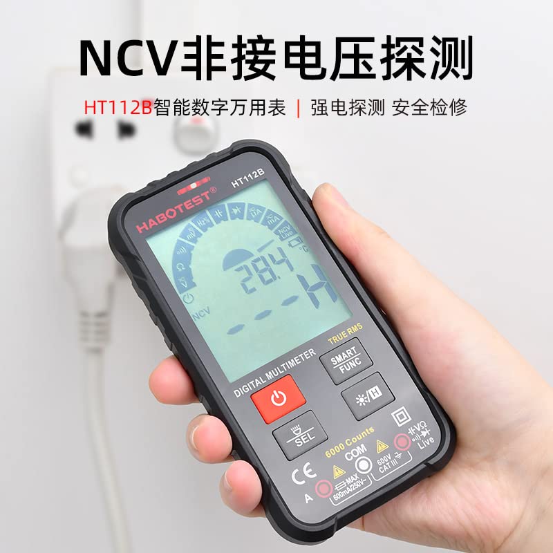 Multímetro digital, Multímetro digital profesional verdadero Rms Rango automático 600V Voltímetro AMP OHM HZ Capacitance Tester Voltmeter Ht112b