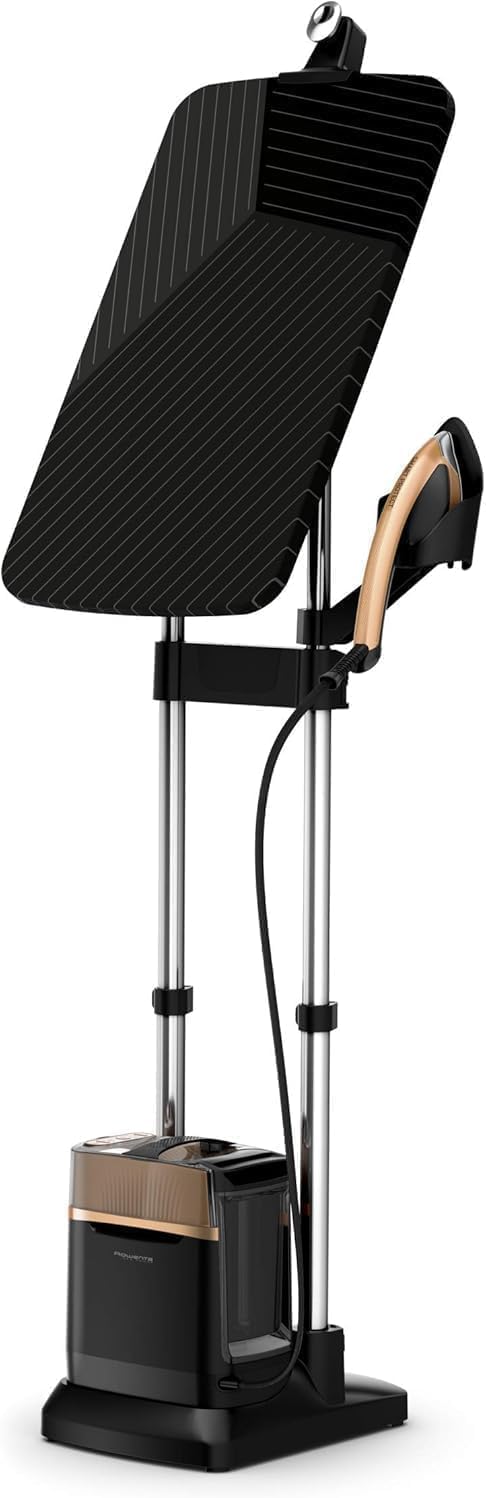 Rowenta IXEO Power, Plancha de vapor 2170W, 5.8 bares presión vapor, Depósito 1.1 L, Elimina arrugas, olores y desinfecta, Accesorio prendas delicadas y gruesas, Tabla vertical, Negro, QR2020