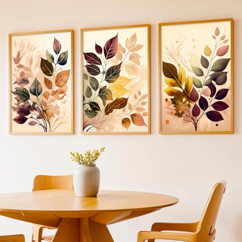Image of kotart Home Decoration Painting Floral Paintings With Frame For Living Room Bed Room Hotel Wall Decor Digital Reprint Engineered Wood Set of 3 (Art 6, 13X17 INCH)