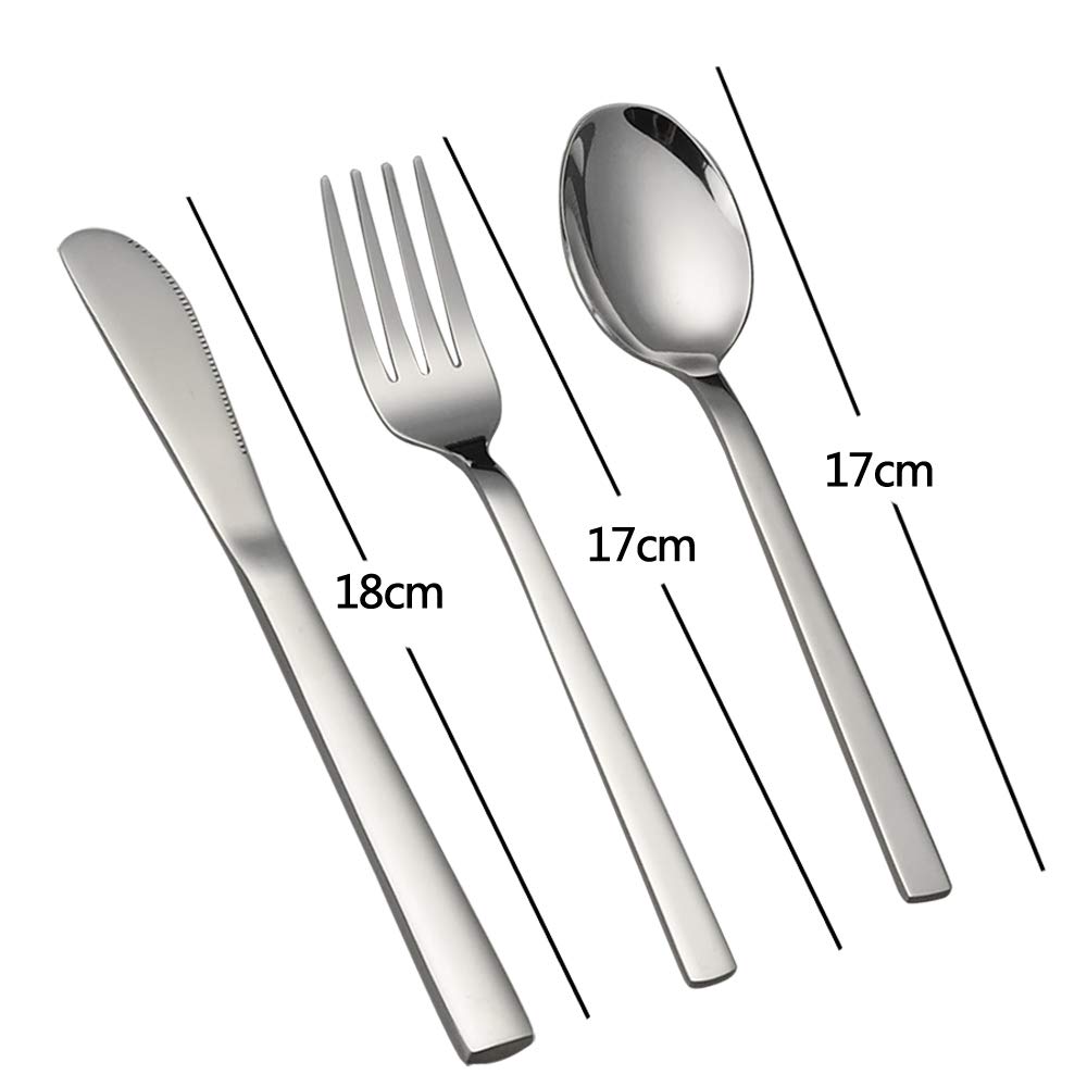 CadineUS Camping Flatware Set of 2, Fork Spoon Knife, Stainless Steel Travel Cutlery Set