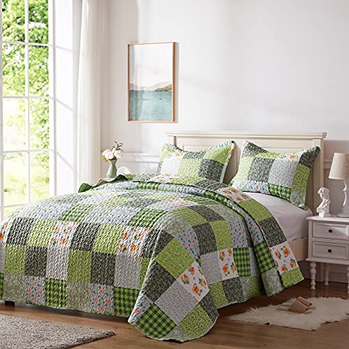 Sunstyle Home Quilt Set King Size, Lightweight Microfiber Soft Coverlet Reversible Quilted Pattern Summer Quilt Bedspreads Comforter Set For All Season, 3 Piece Includes 1 Quilt + 2 Shams #TOP1