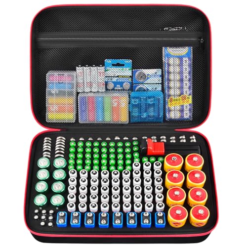 Caja organizadora de baterías grande con probador BT-168 para pilas de 9V