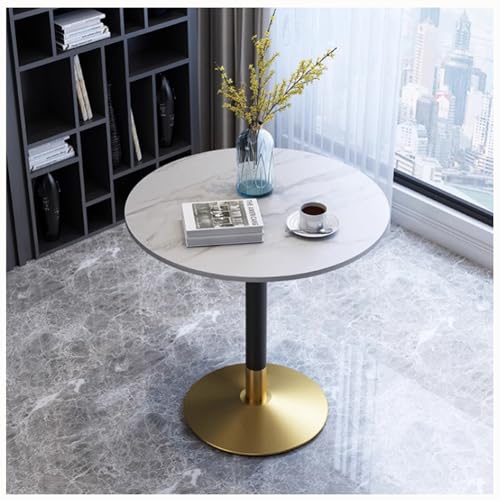 Rund Küche Esstisch Modern Kreisförmig Marmorplatte Sockeltisch Klein 2 - 4 Sitzer Frühstücks-Bistrotisch Mit Sockel Im Tulpen-Design Für Zuhause Büro Wohnbereich Küche F(Size:'70CM/27.3'',Color:Weiß)
