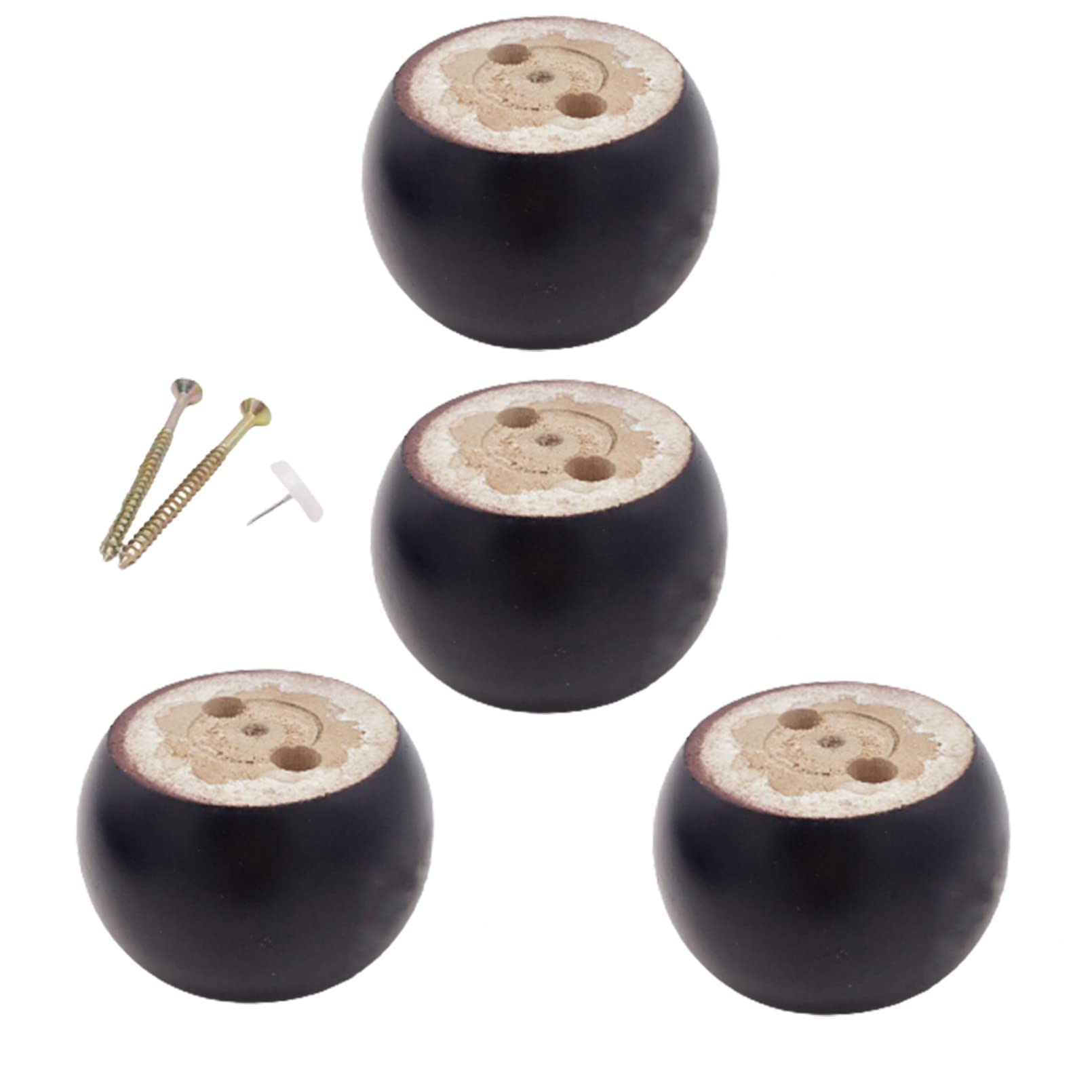 4 Patas de Maderaiza para Muebles, Patas de Pino para Armarios, Patas Redondas para Sofá, Patas Redondas de Madera para Sofá, Patas Negras para Mesa de Centro, Patas de Moño, para Reemplazo d