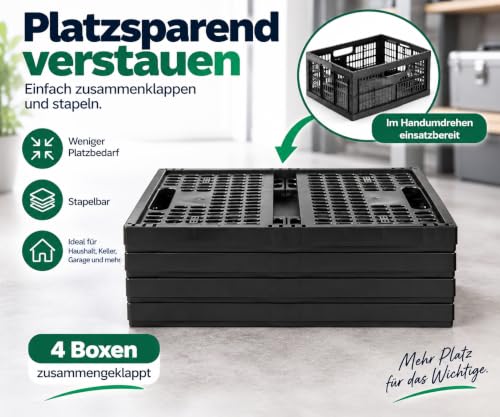HRB Profi Klappbox, 32 Liter, 48 x 35 x 23cm, schwarz