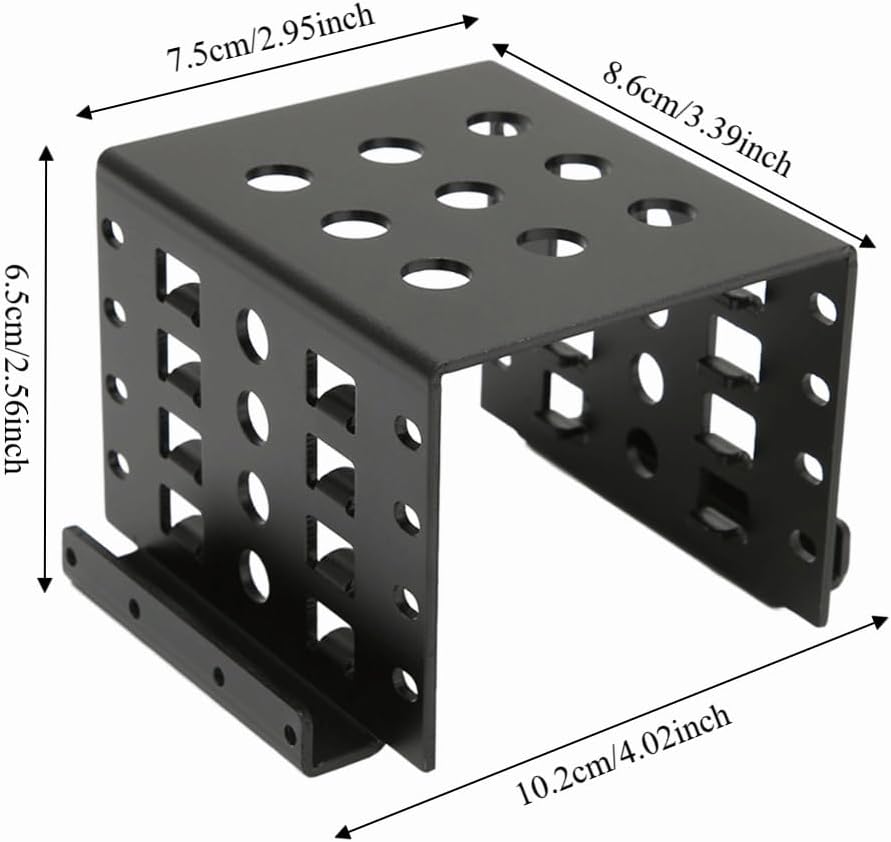 2.5in HDD Mounting Rack 4 Bay - Aluminum Alloy Hard Drive Cage for SATAs & SSD, Hollow Design for Heat Dissipation, Includes 20 Screws