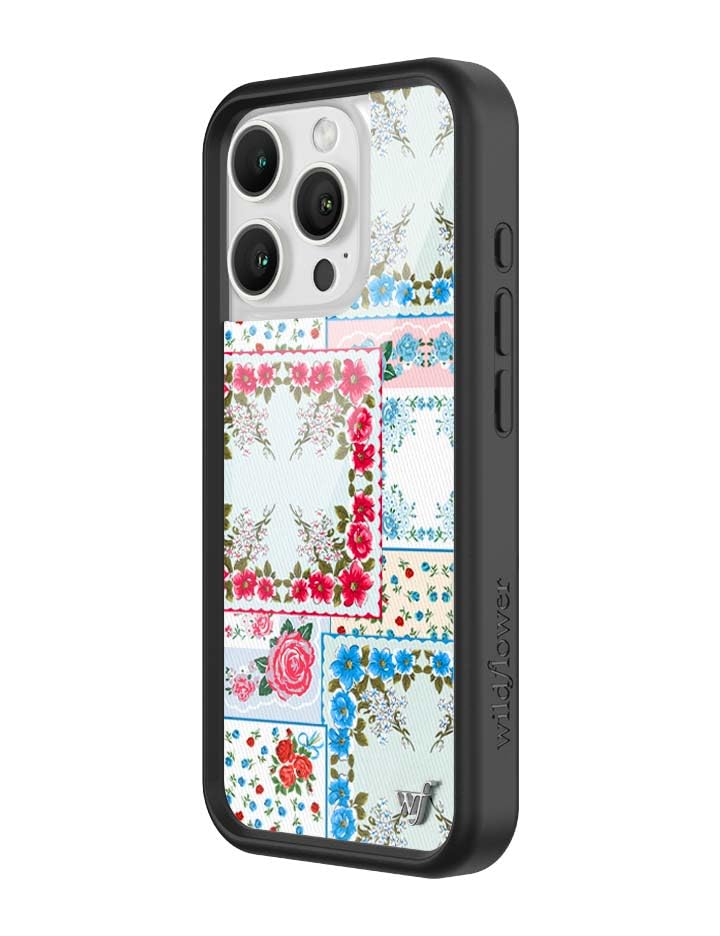Image of Wildflower Cases - iPhone 16 Pro Compatible - FLL - Sweetheart Patchwork | Impact-Certified 6.5 ft Drop Protection Case, Raised Protective Bumper, Cute Aesthetic Design, Women-Owned Small Business