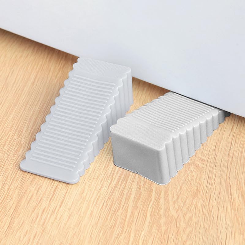 2PCS Door Stopper Wedge Silicone Door Stoppers for Bottom of Door Heavy Duty Doorstop for Home Office Dorm Classroom(Grey)