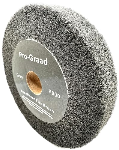 Image of 6 inch x 1 inch Grey 600 Grit Non-Woven Bench Grinder Polishing Burnishing Satin Finishing Flap Brush Wheel for Aluminum Copper Metal Golf Club Refurbishing, Compatible for 1 /2 inch, 5 /8 inch, 3 /4 inch Arbor