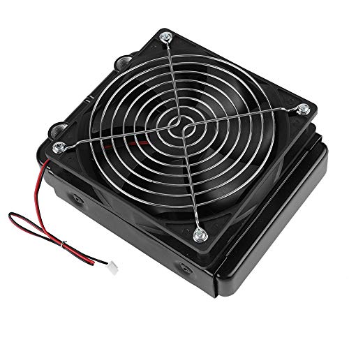 CPU Liquid Cooling, High Performance 120mm Aluminum with 18 Tubes and Fan for PC Water Cooling Systems and Industrial Applications Black 155x120x58mm