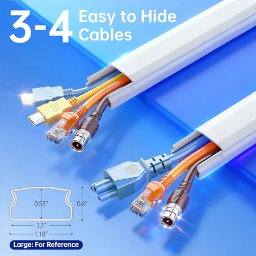 Image of [2020 Upgrade] Cable Concealer, PVC Cord Cover, 94.5in Paintable Cord Hider to Hide Wires for TV & Computers in Home Office 6X L15.75in W1.18in H0.67in, White CC02