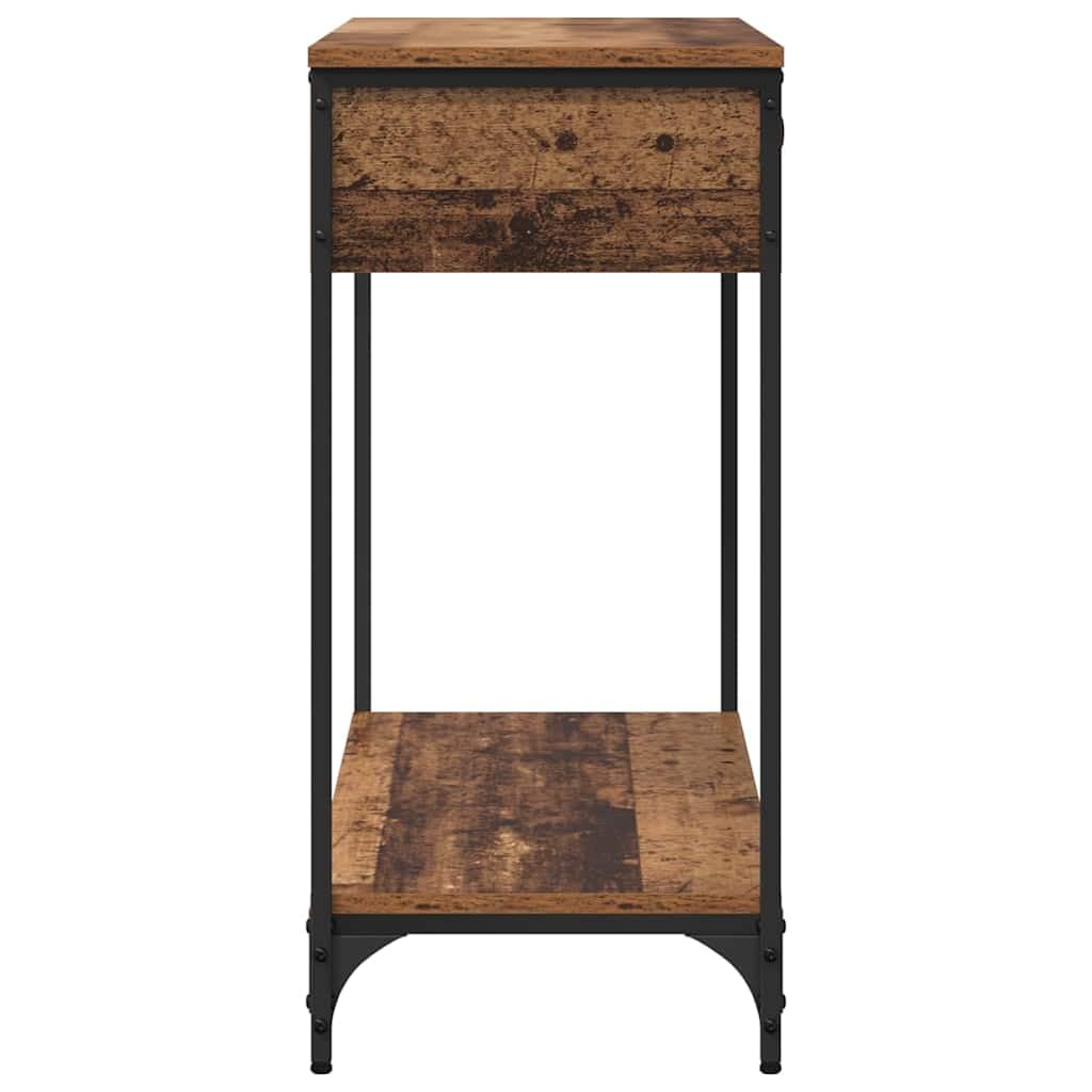 Stolik konsolowy, stare drewno, 100 x 34,5 x 75 cm, materiał drewnopochodny, styl retro, rustykalny wygląd wiejskiego domu, do korytarza, salonu i przedpokoju, z miejscem do przechowywania