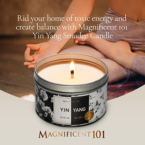 Magnificent 101 Yin Yang Smudge Candle For House Energy Cleansing, Banishes Negative Energy I Orchid Jasmine Scented Natural Soybean Wax Tin Candle #TOP1