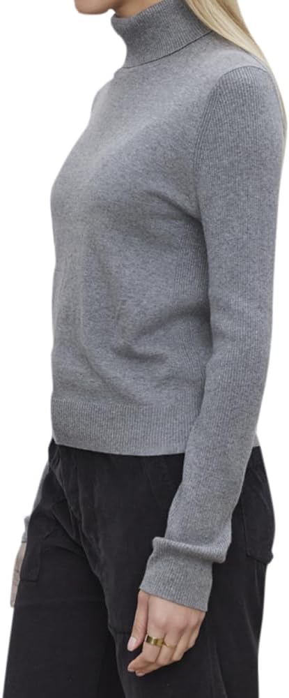 VELVET BY GRAHAM & SPENCER Women's Korie Lux Cotton Cashmere Sweater, Medium Heather Grey - Image 2