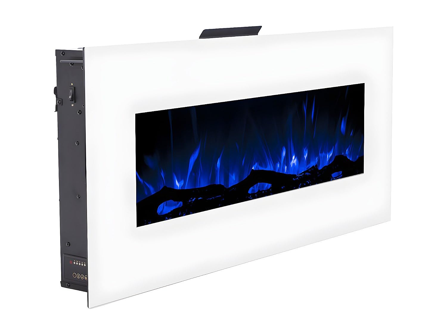 Caminetto elettrico da parete L110 x P14 x H49 cm Bianco - LALITA