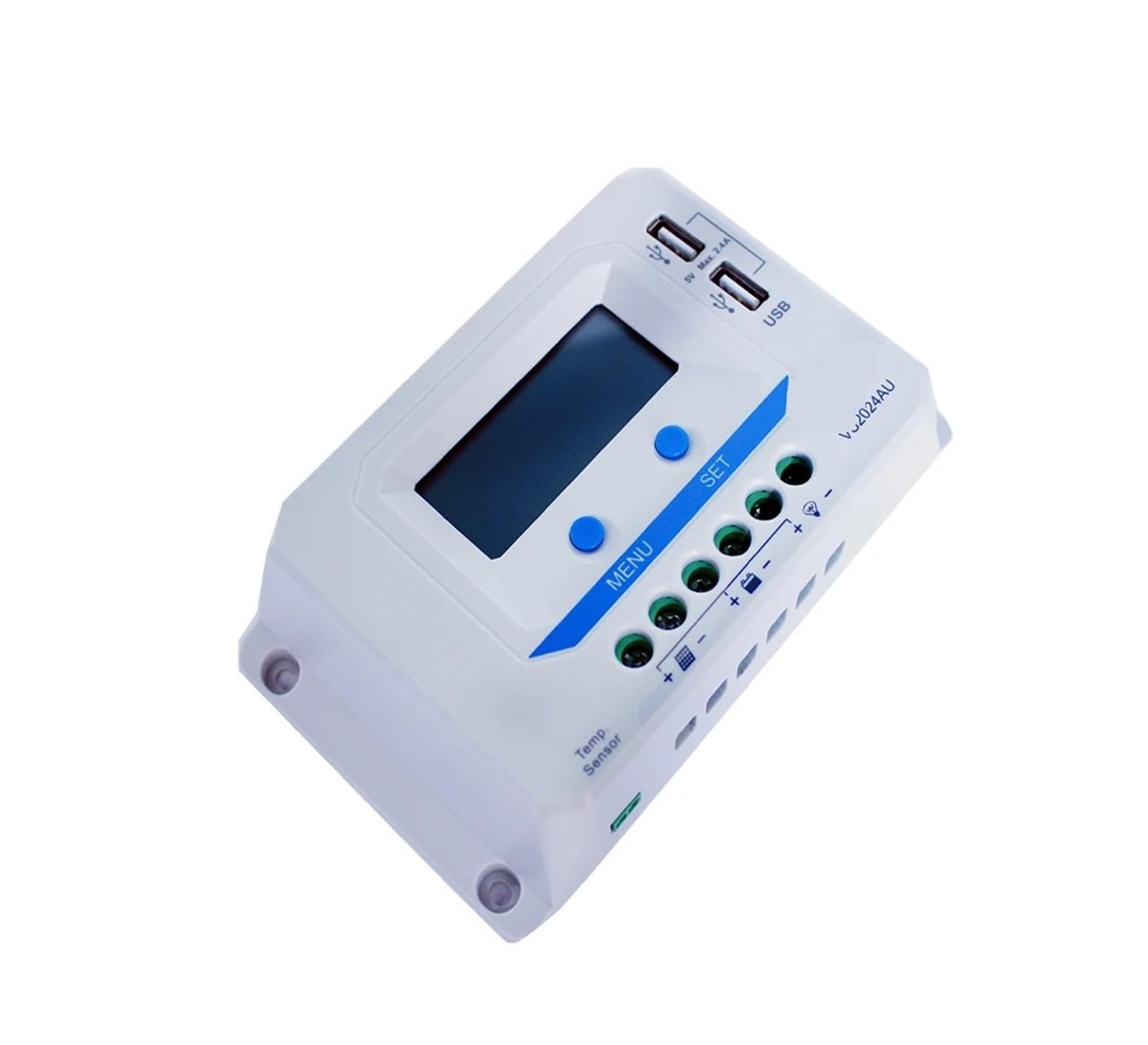 Controlador de carga Solar VS2024AU 20A, 12V, 24V, retroiluminación LCD, USB Dual, regulador de Panel Solar de 5V, positivo común for el hogar