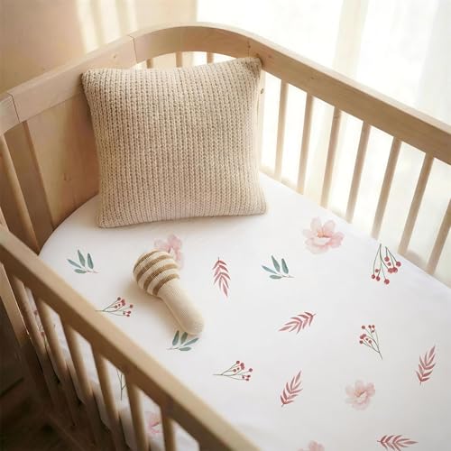 Image of Gllquen Baby Bedside Sleeper Bassinet Sheets 33x20 Inch 4 Pack Girl Boy | Soft OEKO-TEX Certified Bassinet Crib Sheet, Compatible with Baby Delight, Newton Rectangle Bassinet Mattress, Floral Reverie