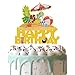 Gold Glitter Beach Happy Birthday Cake Topper, Summer Beach Birthday Cake Decor, Hawaiian Luau Bday Party Decoration Supplies