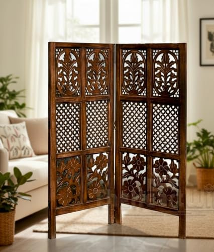 Image of THEHEARTWILL Wooden partition for Living Room /Partition wall Divider for Living Room /Room Partitions and dividers forPooja Room, Mandir, Office, Kitchen, Hall. (4 Feet) (2 Panels)