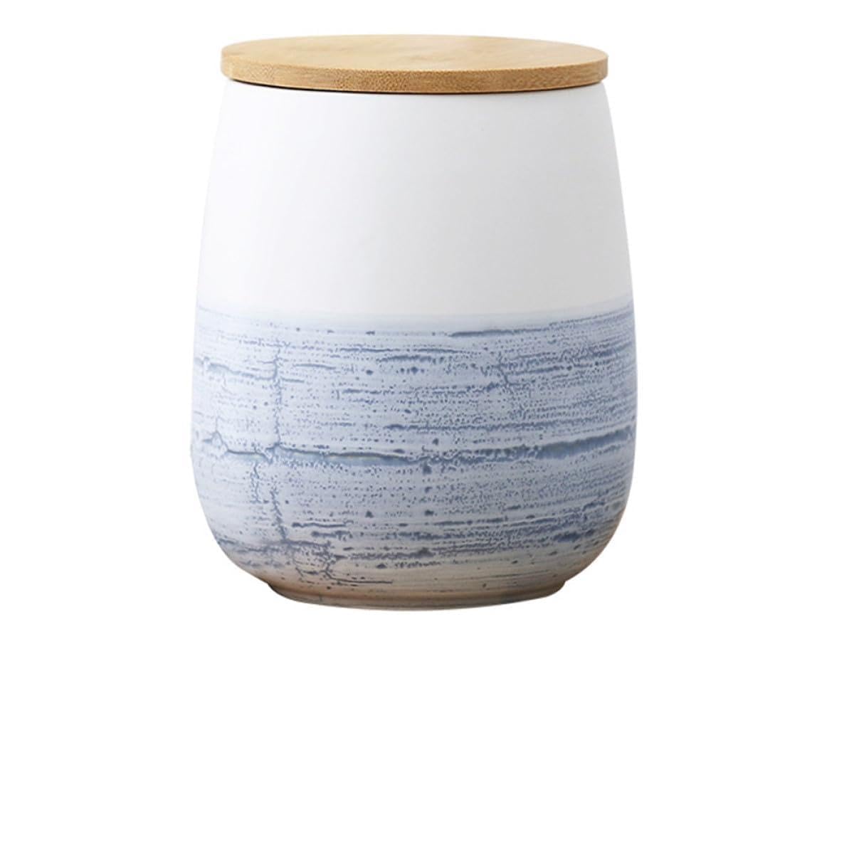 Alipis Barattolo di Ceramica Grande con Coperchio in Legno Sigillato Contenitore per la Conservazione Alimentare in Cucina Vaso per Caramelle e Alimenti Freschi Adatto per Casa e