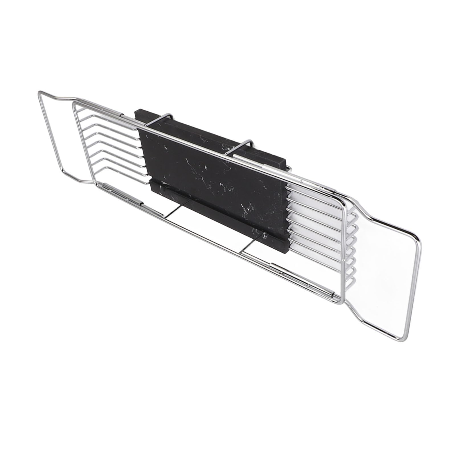 Annadue Bandeja de Bañera de Mármol, Estante de Bañera Expandible, Organizador Antideslizante para Ahorrar Espacio, Estante de Multifuncional para, Carrito de de Metal con Soporte para Libros y