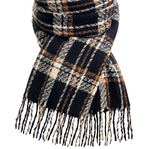 Winter Scarf for Women, Fashion Plaid Blanket Scarves with Fringe, Long Soft Scarf Shawl Wraps