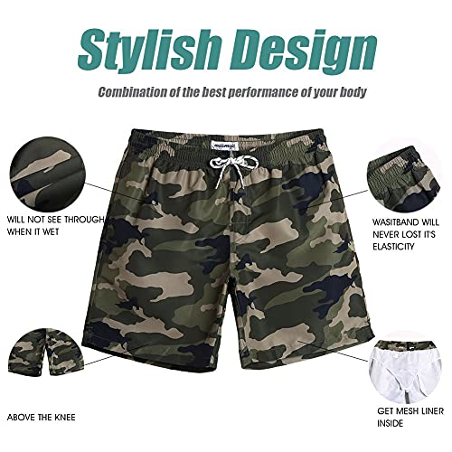 Maamgic Mens Slim Fit Quick Dry Swim Shorts Swim Trunks Mens Bathing Suits With Mesh Lining Camo #TOP2