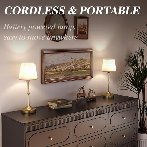 2 Pack Cordless Table Lamps, Fabric Desk Lamp with Stepless Dimming & 3 Colour Temperatures, 6000mAh USB-C Rechargeable Battery, Touch Control Night Light for Bedroom, Desk, Cafe - Image 6