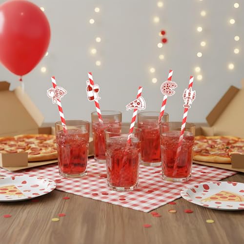 Serencatcher Pitillos de Papel Temáticos Pizza 50 Piezas miniatura 2