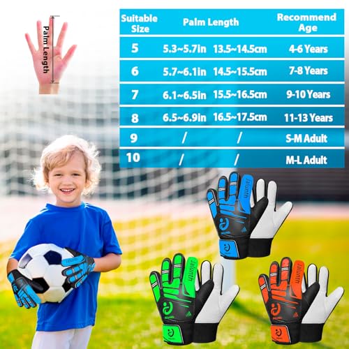 image for Jalunth Soccer Goalie Goalkeeper Gloves Kids Youth Goal Keeper Gloves 