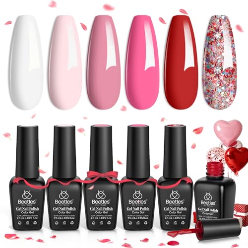 Beetles Valentines Gel Nail Polish Set - 6 Colors Pink Gel Polish...