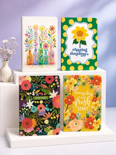 Image of DOODLE A5 Daily Vibes Notebook Pack of 4 | Undated Planner & Ruled Journal | 160 Pages Each | 80 GSM Paper | Cute Diary for Study, Office, College & Gifts