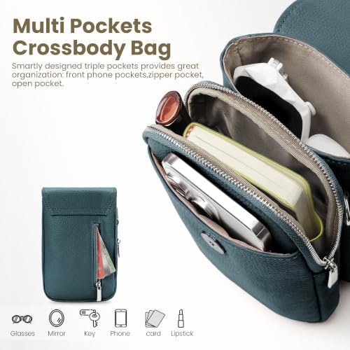 Image of befen Genuine Leather Crossbody Bags for Women, Cell Phone Cross body Purse Bag with RFID Blocking Card Slots