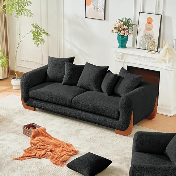 Image of A to Z Furniture Classic Chesterfield Sofa Set Luxury Chesterfield Sofa in for Home Living Room & Office (3+1+1=5 Seater Sofa Black)