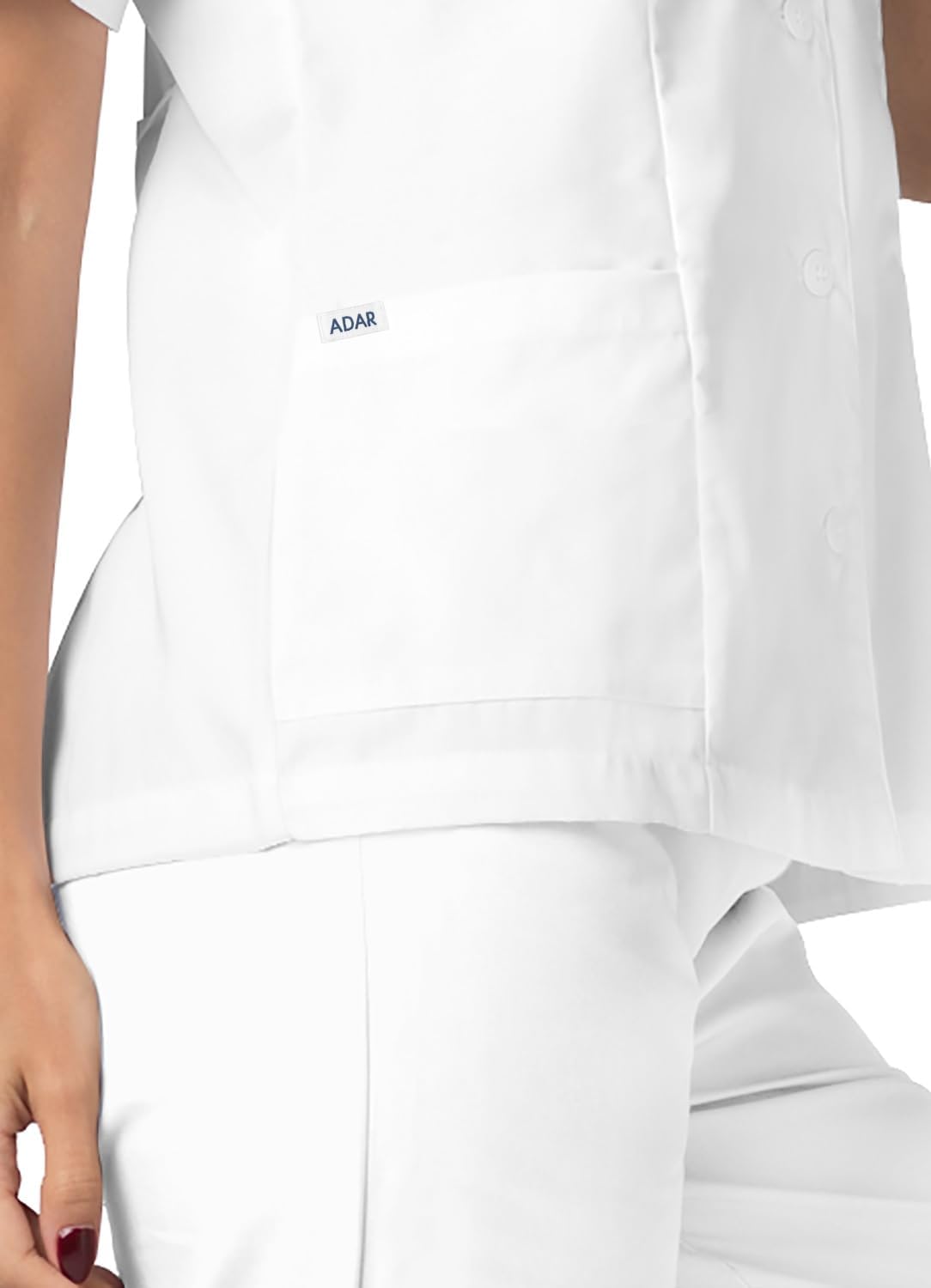 Adar Universal Scrubs for Women - Lapel Collar Buttoned Scrub Top - Image 3
