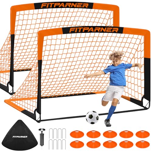 Image of Kids Soccer Goals for Backyard Set - 2 Pack of Portable Pop Up Soccer Nets with Ball,Cones,Complete Training Equipment Kit for Toddler,Youth,Kids Age 3-14,Outdoor Sports Game