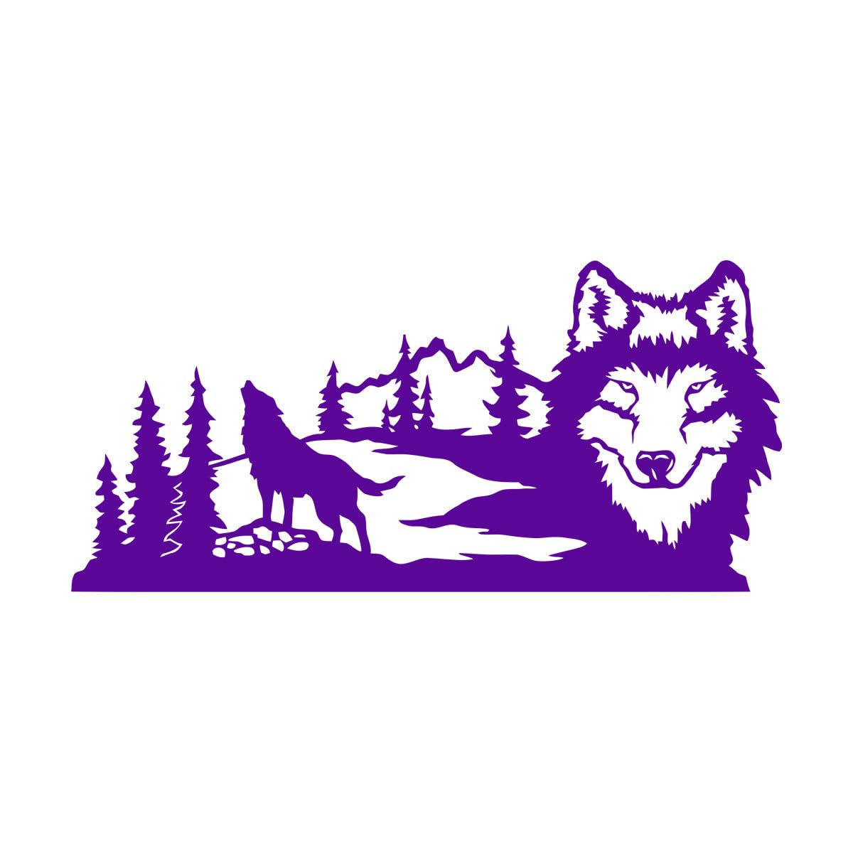 Wolf Mountain Tree Scene Wall Decal Wolves Living Room wall Sticker Home Decoration Vinyl Decals Mural Extra Large - 57x125cm โ image 1