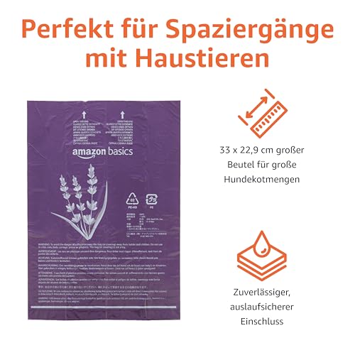 Amazon Basics Hundekotbeutel ohne Spender, Lavendel, 300 Stück (20 Packungen mit je 15 Beuteln)
