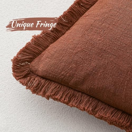 Image of MIULEE Linen Decorative Fall Lumbar Throw Pillow Covers Late Autumn 12x20