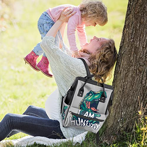 cfpolar Mochila para fraldas Hungry Dinossauro Mochila de fraldas multifuncional de grande capacidad