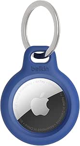 Belkin Apple AirTag Secure Holder with Key Ring - Durable Scratch Resistant Case With Open Face &amp; Raised Edges - Protective AirTag Keychain Accessory For Keys, Pets, Luggage, Backpacks - Blue