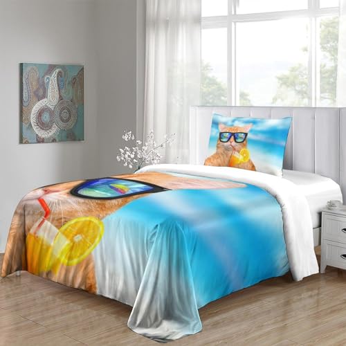 Funda nórdica gatto 3D para cama individual de microfibra con fundas de almohada 5