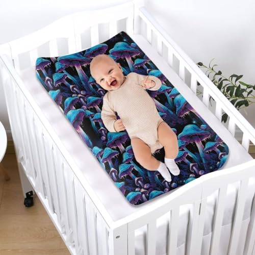 Image of Murshroom Trippy Baby Changing Pad Cover Infant Newborn Diaper Table Change Mat Sheet Cover Cattle Floral Changing Table Covers for Boys Girls