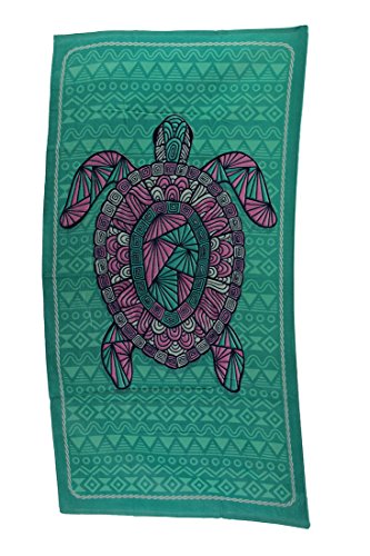 Island Gear Turtley Awesome Sea Green and Pink Tribal Turtle Beach Towel