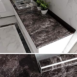 VEELIKE Sticky Back Plastic Roll Marble Wallpaper Kitchen Worktop Covering 40cm x 300cm Marble Effect Contact Paper Washable Self Adhesive Film for Kitchen Bedroom Living Room