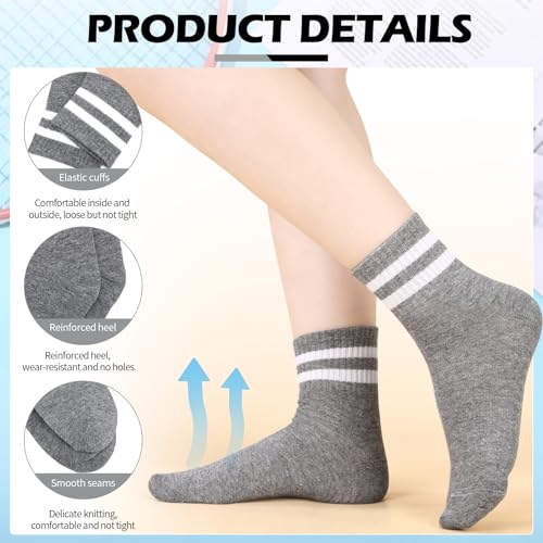 Jspupifip 6 Pairs Kids Athletic Socks, Boys Girls Cotton Socks 6-12 Years, Crew Sports Sock for School Daily Wears3