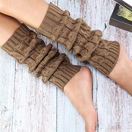 Image of SATINIOR Syhood 4 Pairs Cable Knit Leg Warmers Women Winter Knitted Crochet Knee Boot Stockings Cuffs Long Legging Socks