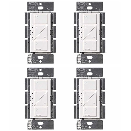Lutron PD-6WCL-WH Caseta Wireless Smart Lighting Dimmer Switch, White (4 Pack)